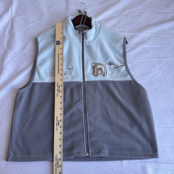 TanJay Vest Winter Bear Ski Fleece Vest Zip Up Blue Warm Cozy Ski Vintage 1X - Picture 6 of 7